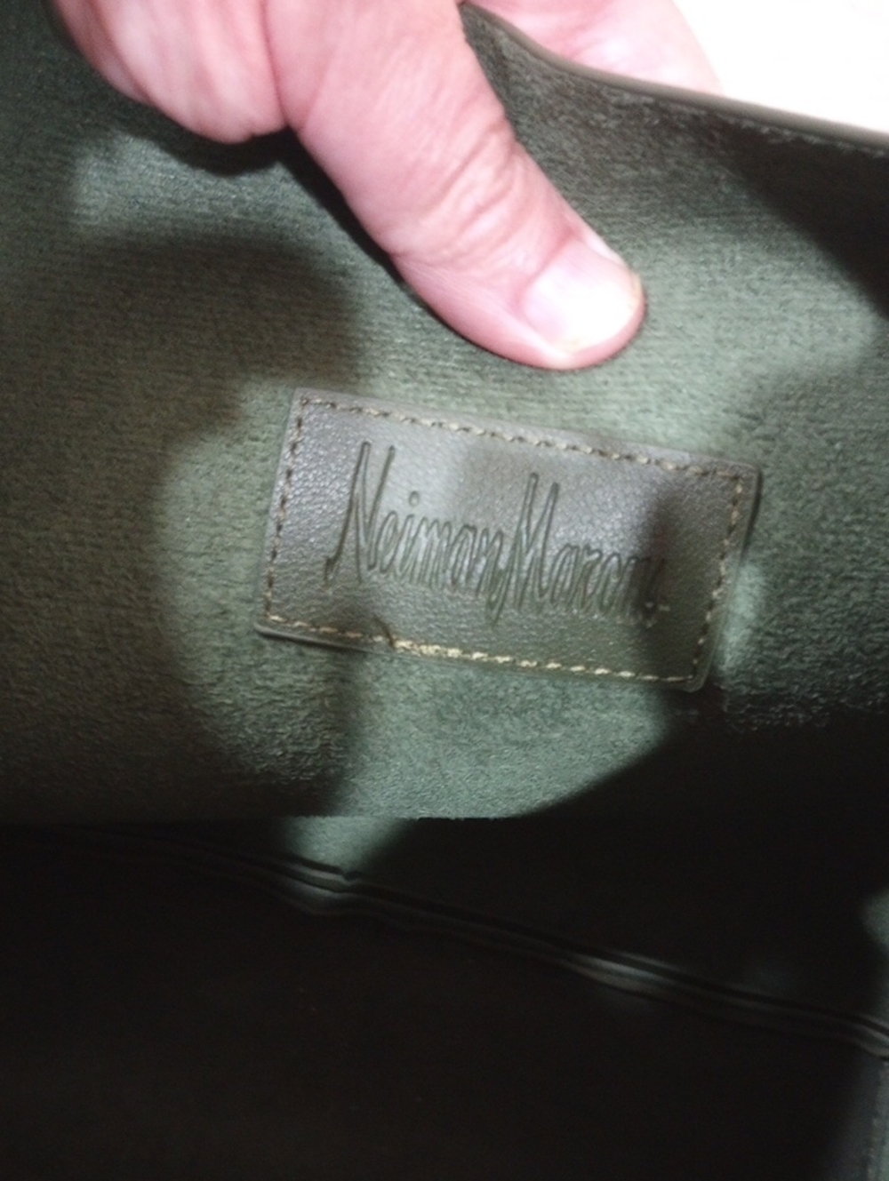 Neiman Marcus Vegan Leather Olive Green Open Tote Bag/Shoulder Purse - NWOT! - Picture 12 of 13